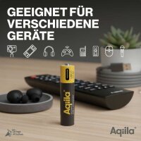 Aqiila® USB-Akkus mit Ladekabel USB-C Li-Ion Mignon AA 600 mAh, 4 St.