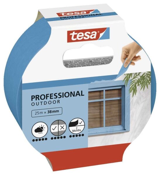 tesa PROFESSIONAL OUTDOOR Kreppband blau 38,0 mm x 25,0 m 1 Rolle