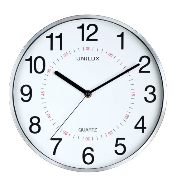 unilux Wanduhr Aria weiß grau Kunststoff, Ø 30,5 cm
