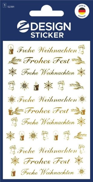 AVERY Zweckform Aufkleber Frohe Weihnachten, gold, 9 Etiketten