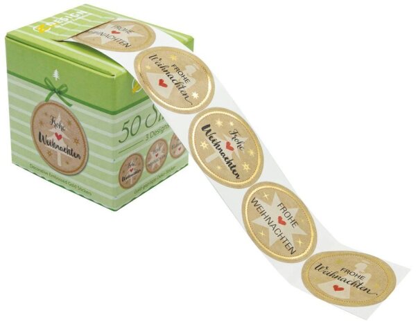 AVERY Zweckform Aufkleber Frohe Weihnachten, braun, 50 Etiketten