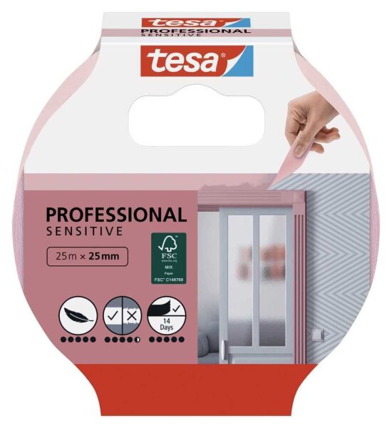 tesa PROFESSIONAL SENSITIVE Malerband pink 25,0 mm x 25,0 m 1 Rolle