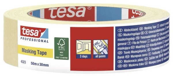 tesa Masking Tape Kreppband beige 30,0 mm x 50,0 m 1 Rolle
