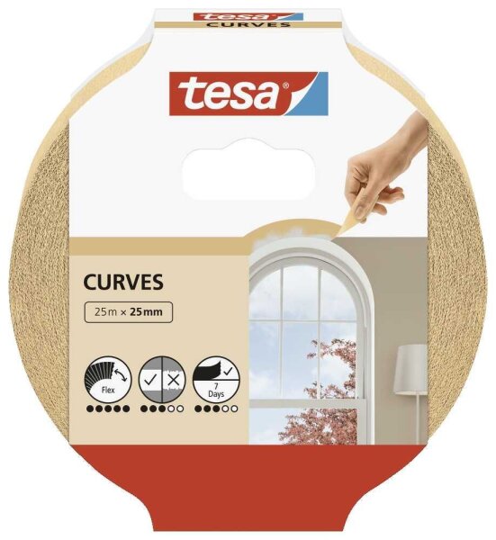 tesa KURVEN Kreppband beige 25,0 mm x 25,0 m 1 Rolle