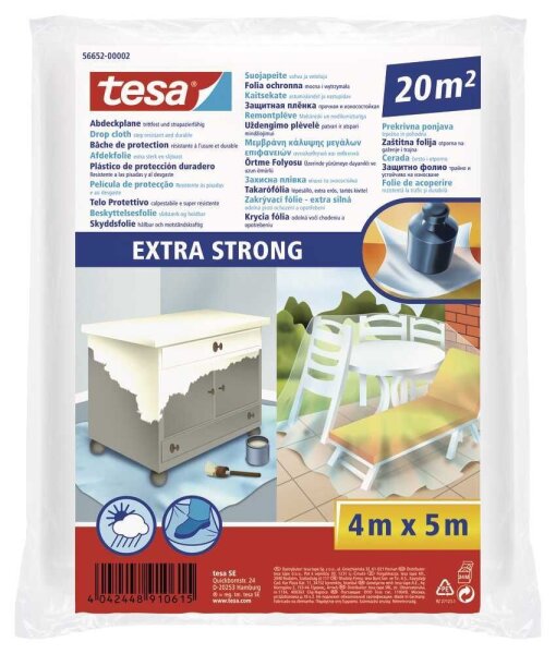 tesa Abdeckplane EXTRA STRONG 4,0 x 5,0 m transparent