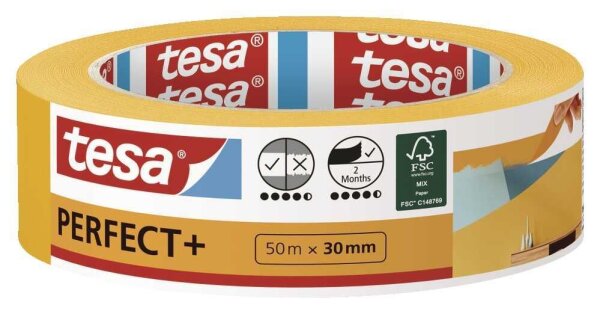 tesa PERFECT+ Kreppband orange 30,0 mm x 50,0 m 1 Rolle
