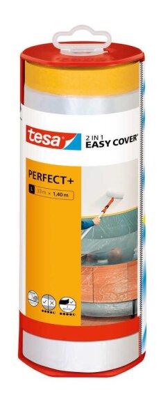 tesa EASY COVER® PERFECT+ L Abdeckfolie mit Abroller transparent 140,0 cm x 33,0 m 1 Rolle