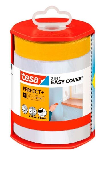 tesa EASY COVER® PERFECT+ M Abdeckfolie mit Abroller transparent 55,0 cm x 33,0 m 1 Rolle