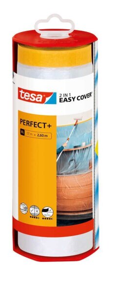 tesa EASY COVER® PERFECT+ XL Abdeckfolie mit Abroller transparent 260,0 cm x 17,0 m 1 Rolle