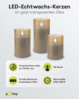 goobay LED-Kerzen gold, 3 St.