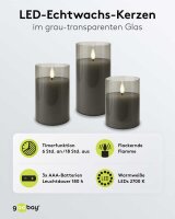 goobay LED-Kerzen grau, 3 St.