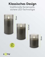 goobay LED-Kerzen grau, 3 St.