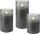 goobay LED-Kerzen grau, 3 St.