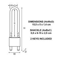 Master Lock® Vorhängeschloss 1950EURDCC gold verstellbar: 6,0 bis 15,0 cm, 1 St.