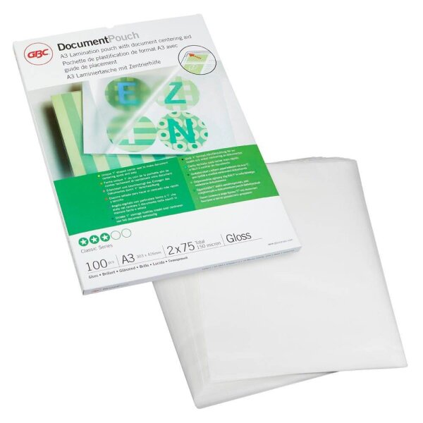 GBC Laminierfolien glänzend für A3 75 micron, 100 St.