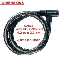 Master Lock® Fahrradschloss 8115EURDPS schwarz 1,2 m,...