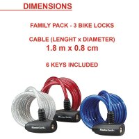 Master Lock® Fahrradschlösser 8127EURTRI mehrfarbig 1,8 m, 3 St.