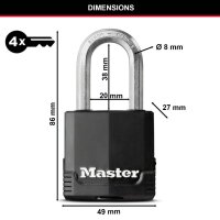 Master Lock® Vorhängeschloss M115EURDLF schwarz,...