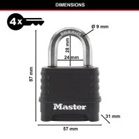 Master Lock® Vorhängeschloss M178EURD schwarz, 1...