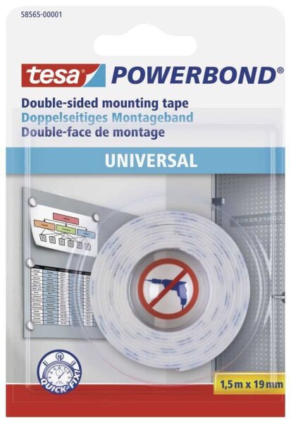 tesa Powerbond Universal Office 58565 doppelseitiges Klebeband 19,0 mm x 1,5 m, 1 St.
