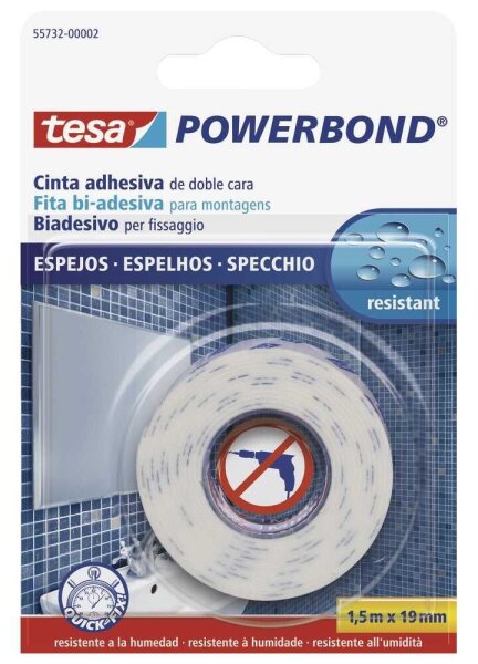 tesa Montageband POWERBOND 55732 doppelseitiges Klebeband 19,0 mm x 1,5 m, 1 Rolle