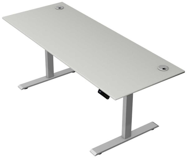 Kerkmann Move 2 Plus elektrisch höhenverstellbarer Schreibtisch lichtgrau rechteckig, T-Fuß-Gestell silber 200,0 x 80,0 cm