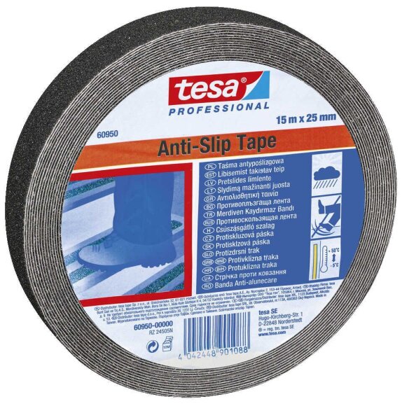 tesa Anti-Rutsch-Band Professional 60950 schwarz 25,0 mm x 15,0 m