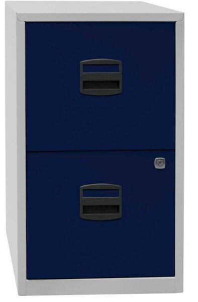 BISLEY Home PFA 2 Hängeregistraturschrank lichtgrau, oxfordblau 2 Schubladen 41,3 x 40,0 x 67,2 cm, 1 St.