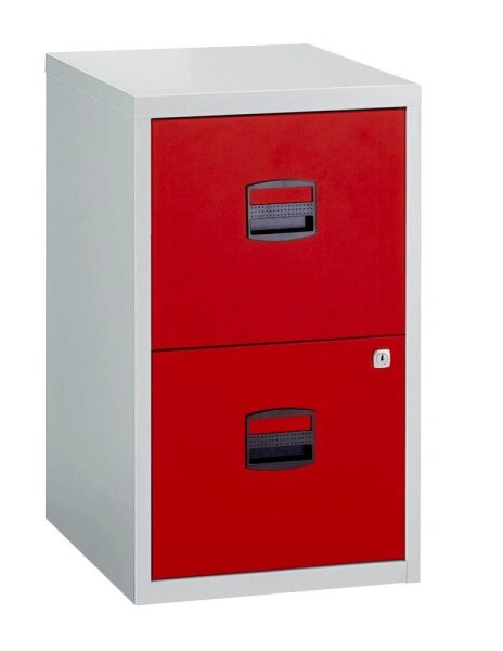 BISLEY Home PFA 2 Hängeregistraturschrank lichtgrau, kardinalrot 2 Schubladen 41,3 x 40,0 x 67,2 cm, 1 St.