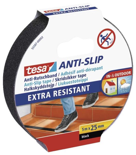 tesa Anti-Rutsch-Band Extra Resistant schwarz 25,0 mm x 5,0 m