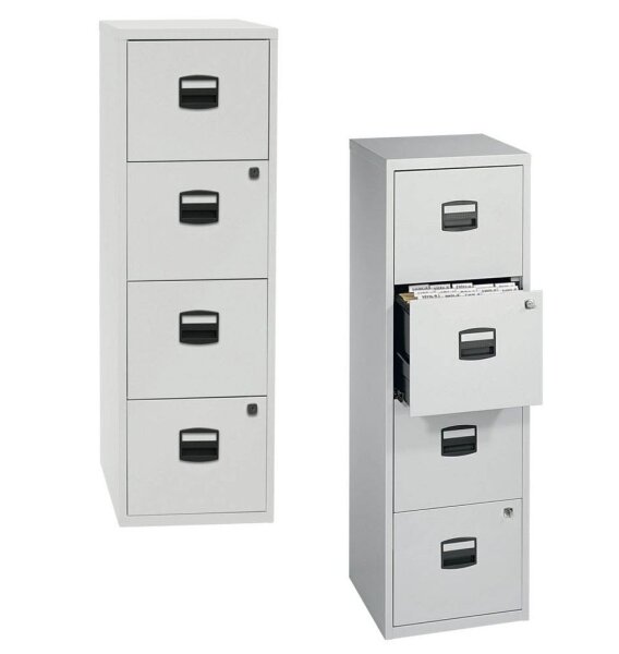 BISLEY Home PFA 4 Hängeregistraturschrank lichtgrau 4 Schubladen 41,3 x 40,0 x 132,1 cm, 1 St.