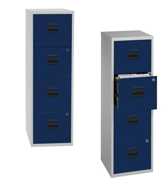 BISLEY Home PFA 4 Hängeregistraturschrank lichtgrau, oxfordblau 4 Schubladen 41,3 x 40,0 x 132,1 cm, 1 St.