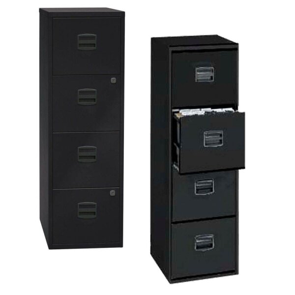 BISLEY Home PFA 4 Hängeregistraturschrank schwarz 4 Schubladen 41,3 x 40,0 x 132,1 cm, 1 St.