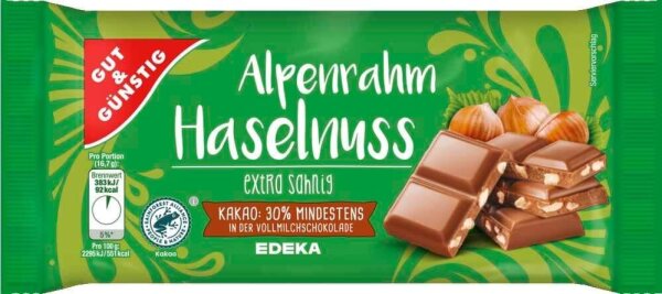 GUT&GÜNSTIG Alpenrahm Haselnuss Schokolade 100,0 g  ( 1385659007 )
