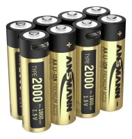 ANSMANN USB-Akkus mit Ladekabel Premium Li-Ion Mignon AA 1.800 mAh, 8 St.