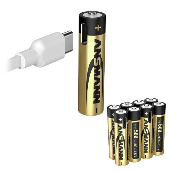 ANSMANN USB-Akkus mit Ladekabel Premium Li-Ion Micro AAA 400 mAh, 8 St.