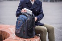 WENGER Laptop-Rucksack Ibex Kunstfaser schwarz/blau bis 43,2 cm (17 Zoll)