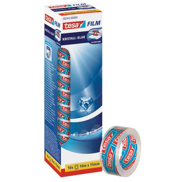 tesa KRISTALL-KLAR Klebefilm transparent 15,0 mm x 10,0 m 10 Rollen