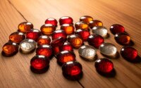 GLOREX Muggelsteine rot, braun, transparent Glasnuggets Ø 20,00 mm, 200,0 g, 1 Pack