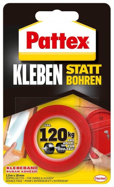 Pattex Kleben statt Bohren doppelseitiges Klebeband 19,0 mm x 1,5 m, 1 St.