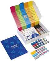 PLAYROOM Moderationszubehör Visualisation 3x Whiteboardmarker, 3x Flipchartmarker, 3x Flipchart-Effektmarker, 1x Notizbuch, 1x Broschüre „Die Macht der visuellen Kommunikation“