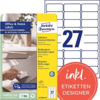 AVERY Zweckform Etiketten weiß 63,5 x 29,6 mm, 10 Blatt