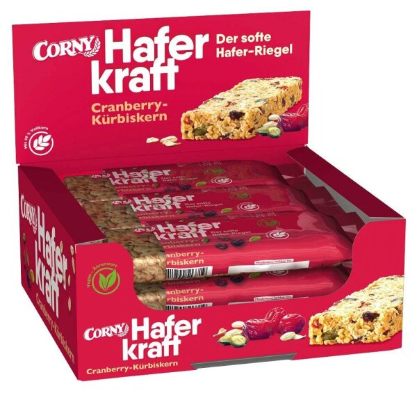 CORNY Haferkraft Cranberry-Kürbiskern Müsliriegel 12 Riegel, 12 St.