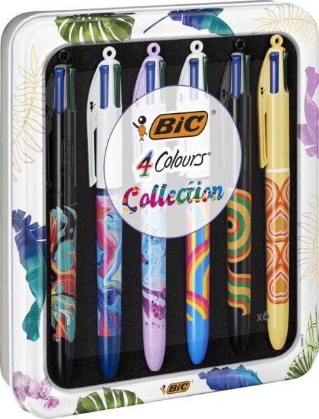 BIC 4-Farben-Kugelschreiber 4 Colours bunt, Schreibfarbe: blau, rot, grün, schwarz, 6 St.