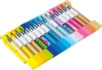 BIC 4-Farben-Kugelschreiber 4 Colours bunt, Schreibfarbe: blau, rot, grün, schwarz, pink, violett, türkis, limettengrün, orange, gelb, neongelb, 15 St.