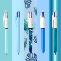BIC 4-Farben-Kugelschreiber 4 Colours bunt, Schreibfarbe: blau, rot, grün, schwarz, pink, violett, türkis, limettengrün, orange, gelb, neongelb, 15 St.
