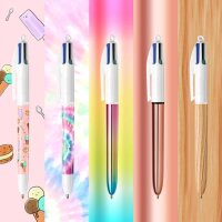 BIC 4-Farben-Kugelschreiber 4 Colours bunt, Schreibfarbe: blau, rot, grün, schwarz, pink, violett, türkis, limettengrün, orange, gelb, neongelb, 15 St.