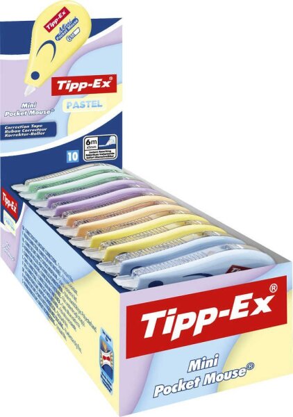Tipp-Ex Korrekturroller Mini Pocket Mouse Pastell 5,0 mm, 10 St.