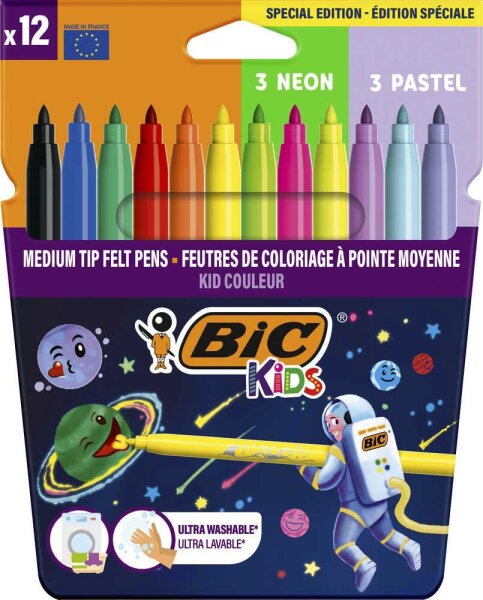 BIC Kids Filzstifte farbsortiert, 12 St.