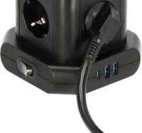 brennenstuhl 8-fach Steckdosenturm 2,0 m schwarz mit USB-Buchse